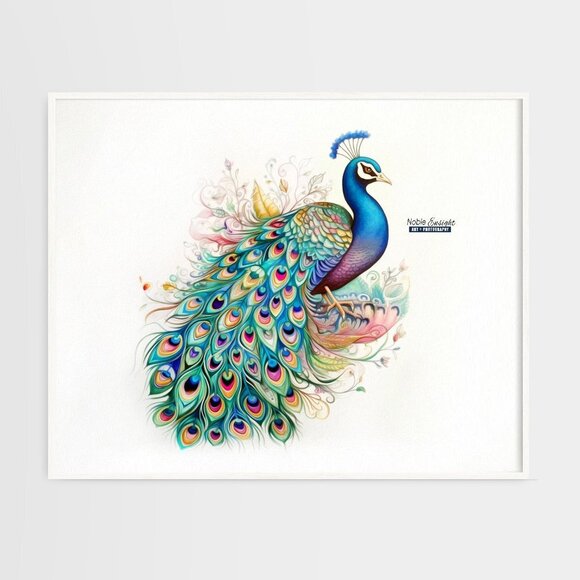 16x20 Peacock Bird Watercolor‎ Oil Painting Fantasy Art Poster - Picture 6 of 6